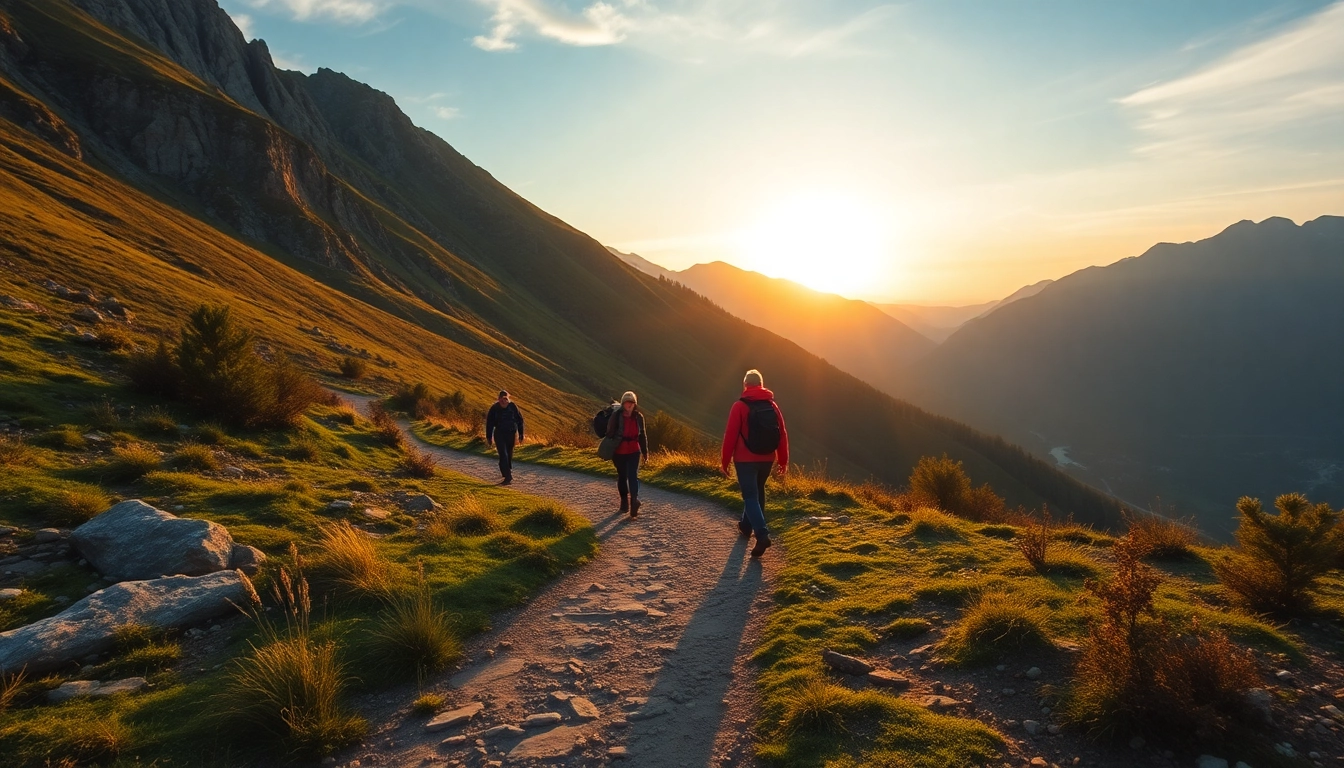 Hikers enjoying a scenic hike through lush mountain trails in Indonesia, emphasizing adventure and nature.