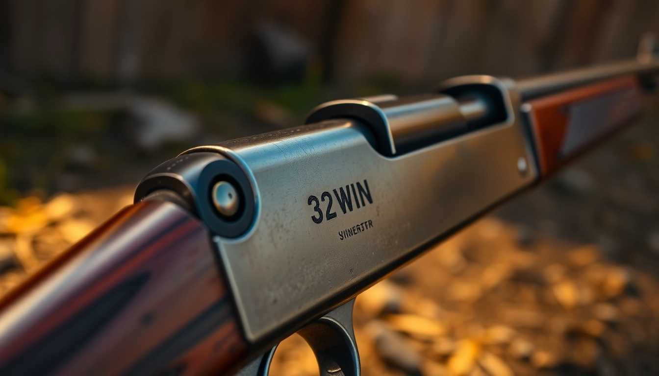 Close-up of a rifle chambered in 32WIN with a cartridge ready, emphasizing precision and vintage craftsmanship for gun enthusiasts.