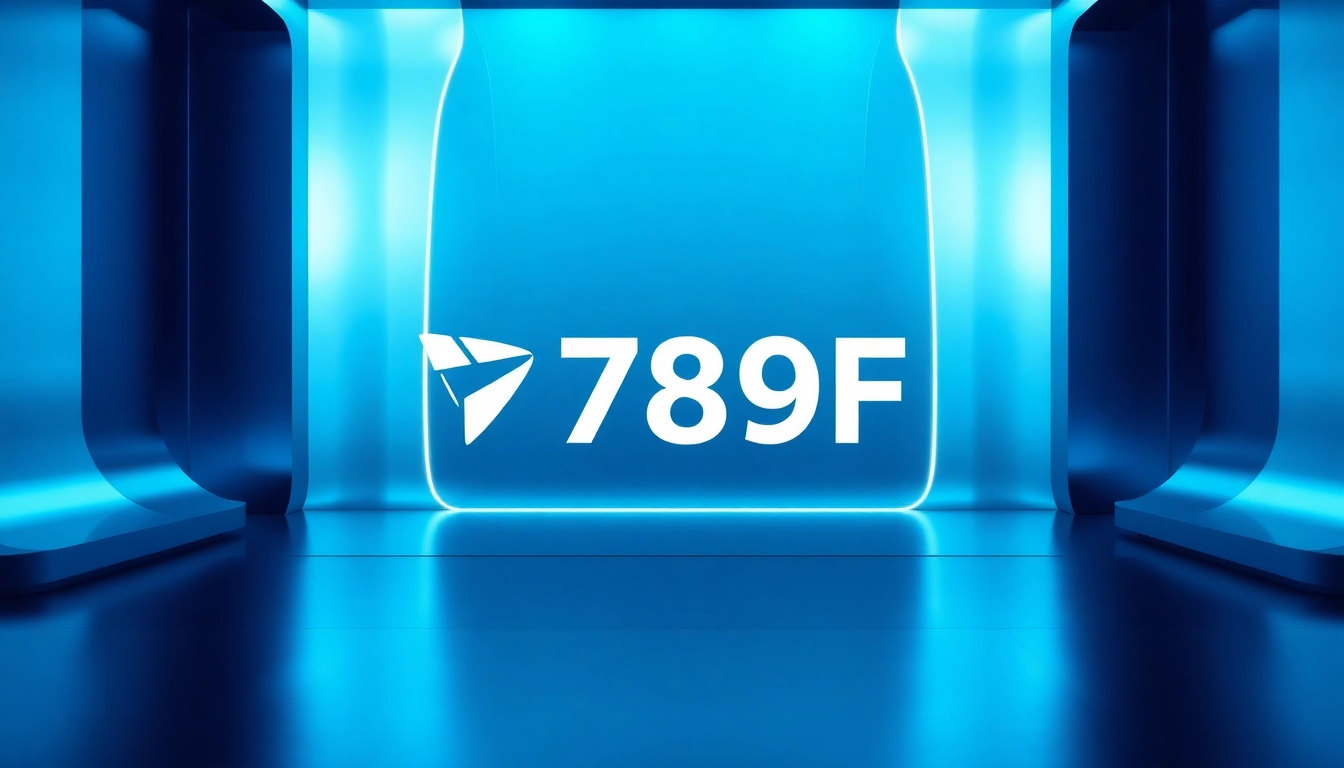 Dynamic 789f logo with modern tech background, showcasing digital transformation and innovation in a sleek design for accessibility and branding.