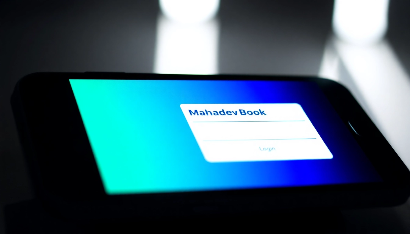 Guide users through Mahadev book login process with a clear, user-friendly interface on a mobile device, highlighting security and simplicity for seamless access to betting features.