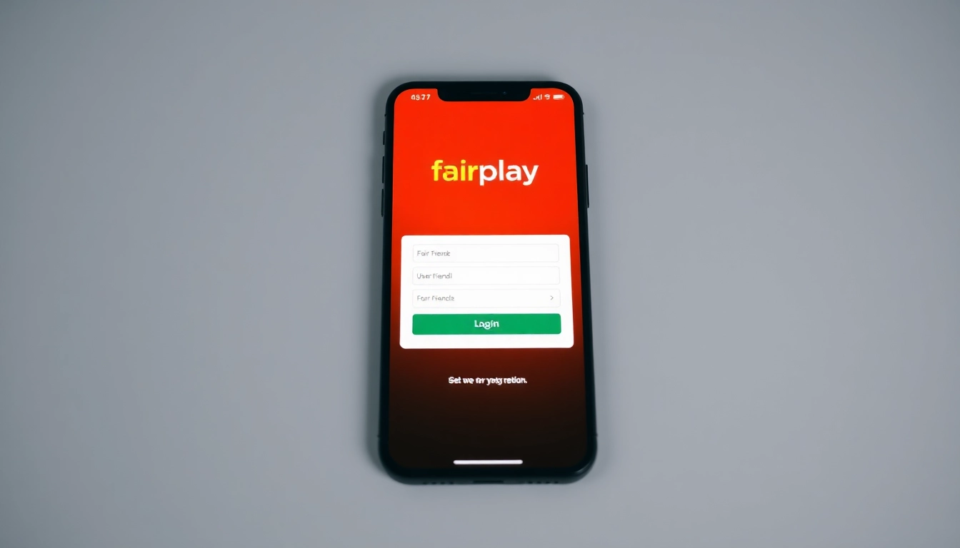 Fairplay login page shown on a smartphone with vibrant orange and black colors for easy access and quick betting login.