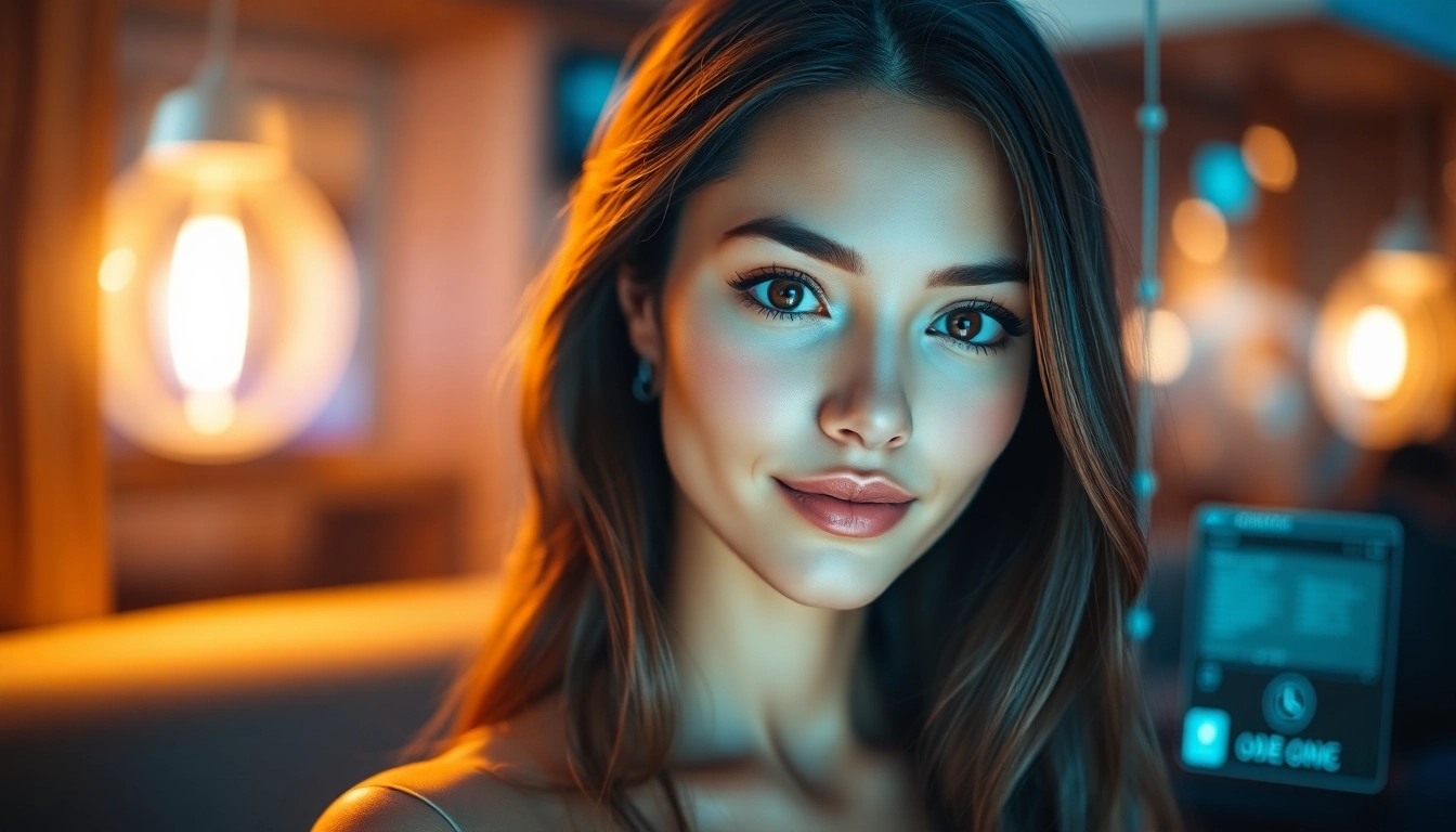 AI girlfriend in a realistic virtual chat environment, engaging, expressive digital avatar enhances user experience.