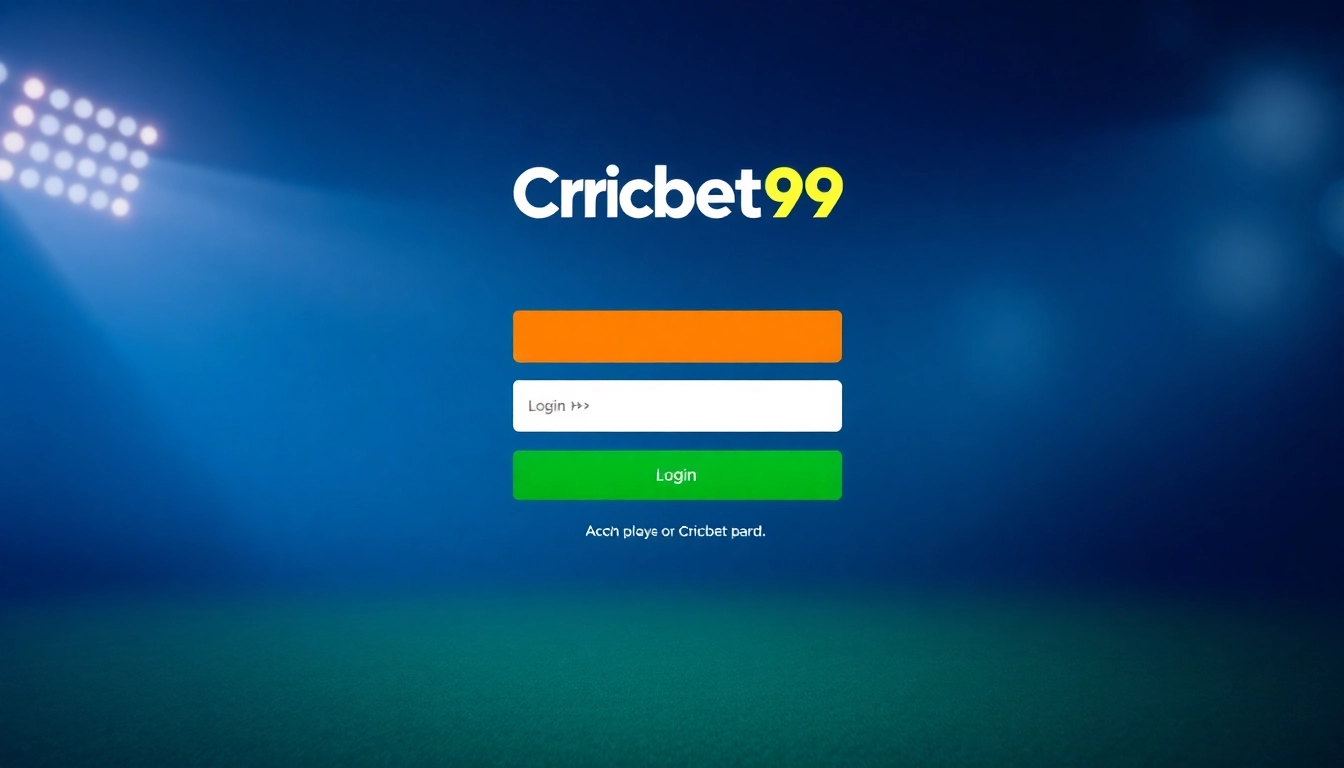 The Cricbet99 login page with a user-friendly interface and cricket-themed graphics for smooth