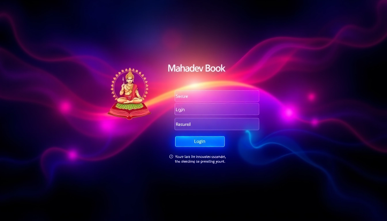 Secure Mahadev book login page illustrating a user entering credentials to access trusted