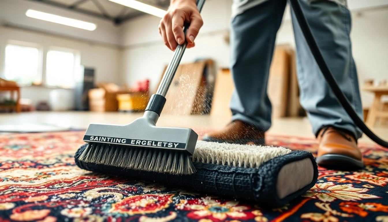 Professional team performing Lavaggio tappeto Milano with detailed cleaning techniques on a